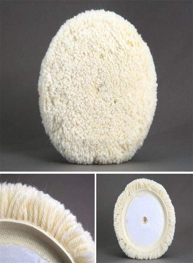 دي آي واي كرافتس مجموعة أدوات تلميع السيارات اليدوية، 4 قطع، لون أبيض كريمي، 7 بوصات، وسادة صوف ناعمة لاصقة، طقم تلميع وتنظيف الأرضيات والأثاث والزجاج والسيارات والفولاذ وأدوات المائدة (عبوة من 4 قطع، لون أبيض كريمي) - Image 2